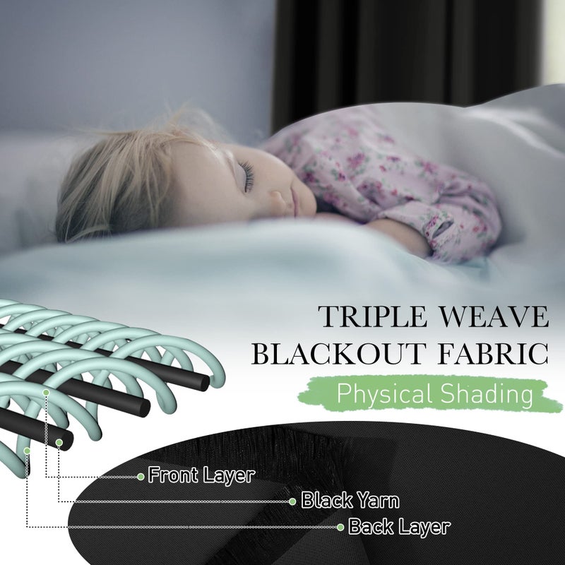 KGORGE 100% Blackout Liners for Curtains - Sun Blocking Window Liner for 84 inches Curtains, Bedroom Drapes Panels Full Light Block, Free Rings Included (2 Panels, Width 50" x Length 80", Black) - Image 4